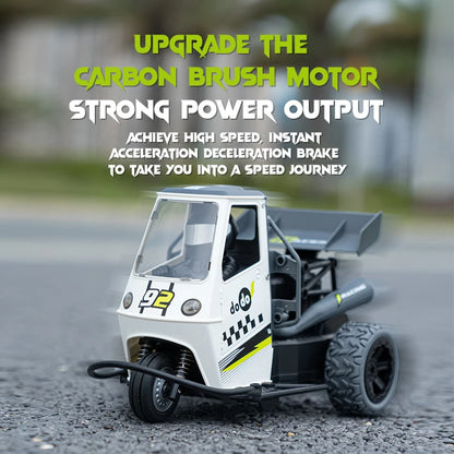 S810 1/16 2.4GHz RC Car High Speed RC Drift Motorcycle Three Wheel LED Light Tail Spray 80m Remote Control Racing Car Kid Gift