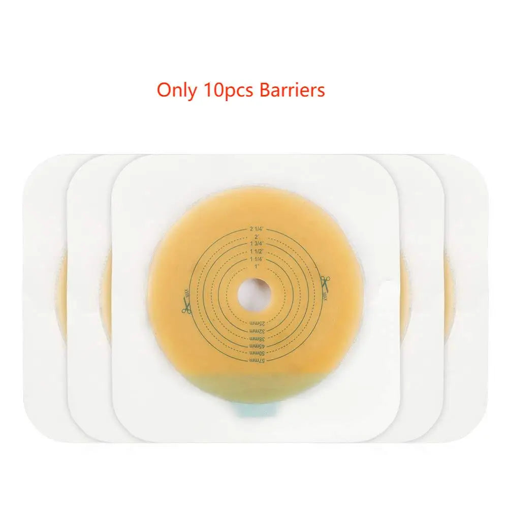 10barriers/15bags+6barriers Ostomy Supplies Colostomy Bags Two Piece Drainable Pouches with hoop and look Ileostomy Stoma Care