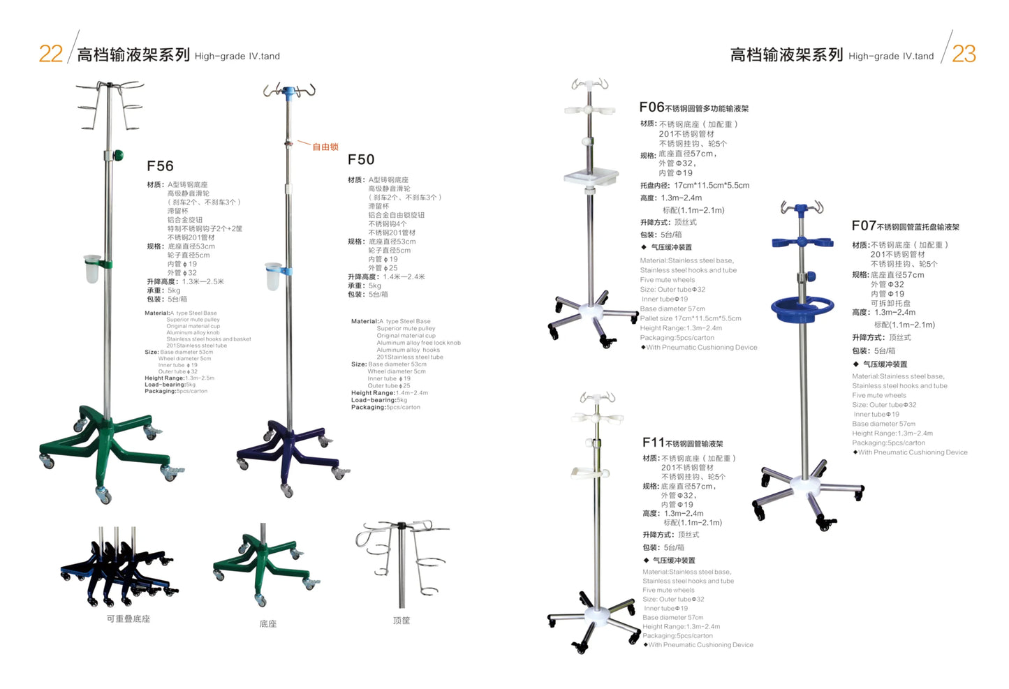 EU-IV533 Hospital Medical Folding  Stand Collapsible IV Pole Stand With Bottle Rack And Tray