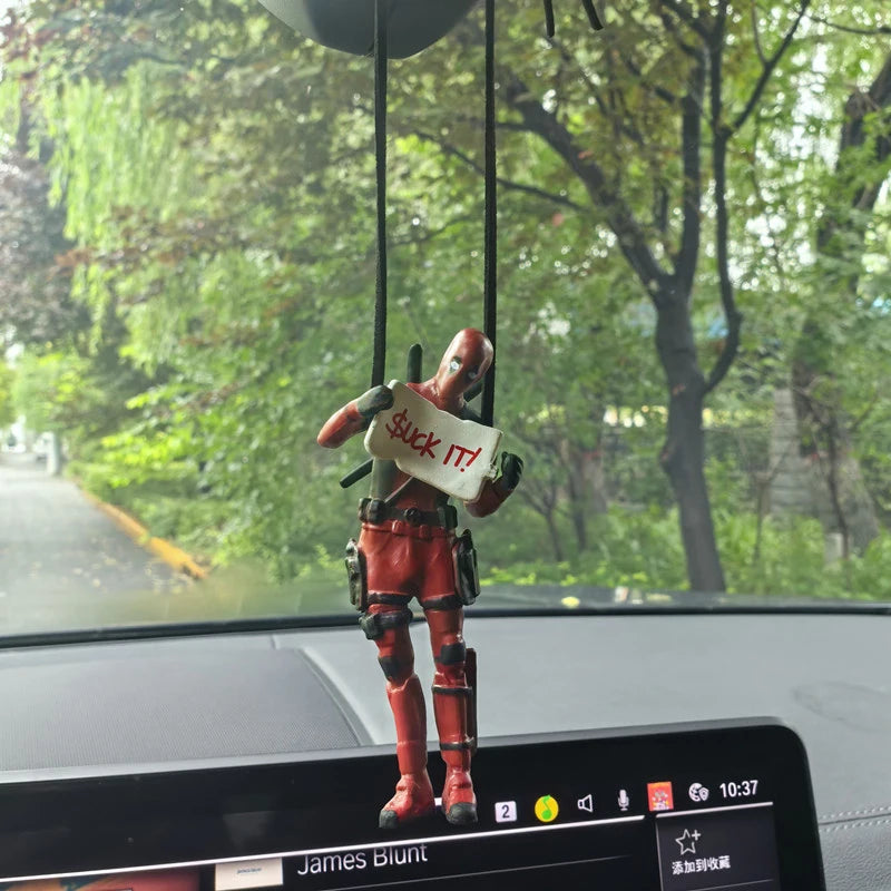 Cartoon Deadpool Car Pendant Rearview Mirror Pendant Interior Accessories Mini Model Toys Action Figures InteriorDecorationModel