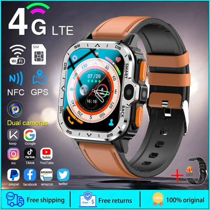 2024 New SIM Smart Watch 4G Network GPS Navigation Wifi NFC Dual Camera 64G ROM Storage Video Music Smartwatches For Android iOS