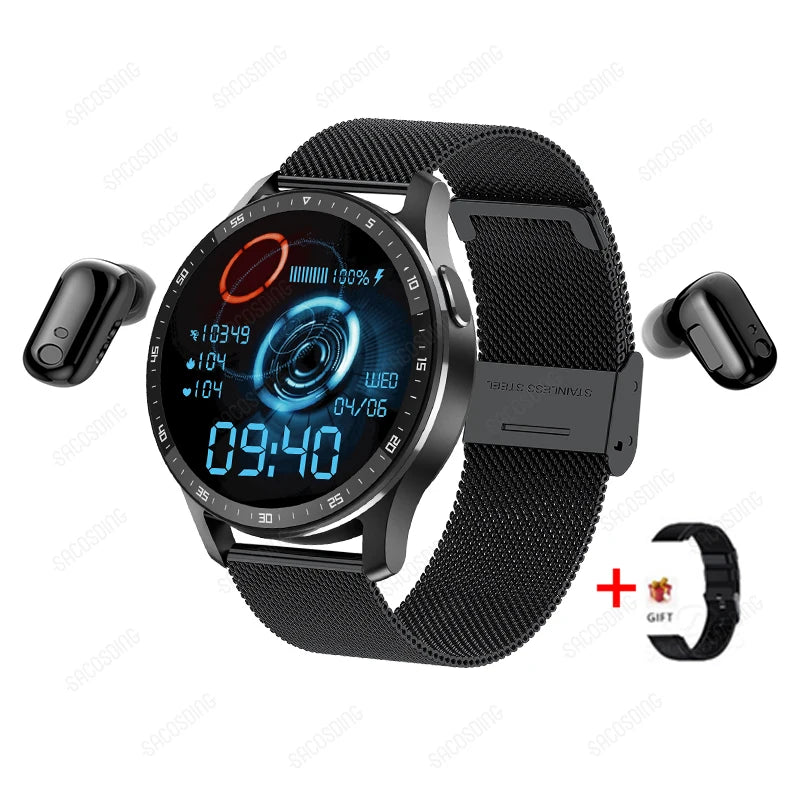 2023 New Wireless Bluetooth TWS Two In One Headset Smart Watch Men Women Healthy Sport Fitness Music Watches For Android IOS