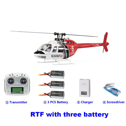 Flywing Bell 206 RC Helicopter V3 6CH GPS Altitude Hold Two Rotor 1:16 RC Scale Helicopter PNP RTF With H1 Flight Control System