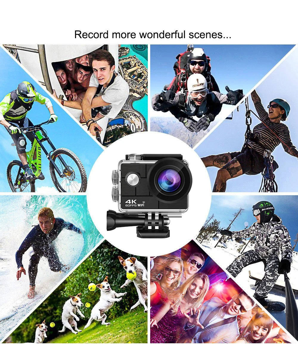 Helmet Action Camera Ultra HD 4K 60FPS 170D 24MP 2.0 LCD EIS WiFi 30M  Waterproof Remote Control Outdoor Sport Video Recorder