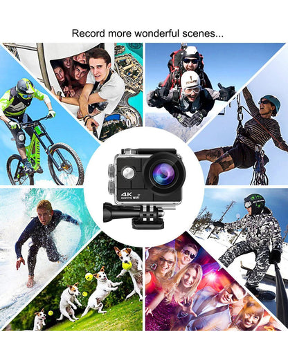 Helmet Action Camera Ultra HD 4K 60FPS 170D 24MP 2.0 LCD EIS WiFi 30M  Waterproof Remote Control Outdoor Sport Video Recorder
