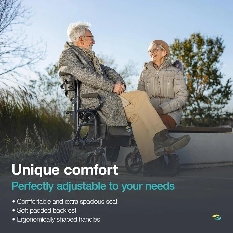 home.2 in 1 Walker Wheelchair Combo - Foldable Aluminum Rollator with Footrests - Convertible to a Transport Chair - Maximum Mob