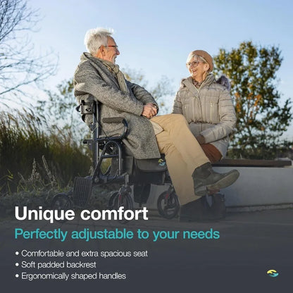 home.2 in 1 Walker Wheelchair Combo - Foldable Aluminum Rollator with Footrests - Convertible to a Transport Chair - Maximum Mob