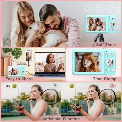 W&O Q3 48MP 1080P Mini Kids Digital Photo Camera 16X Zoom Point and Shoot Vlogging Cameras Vintage Portable Video Photocamera