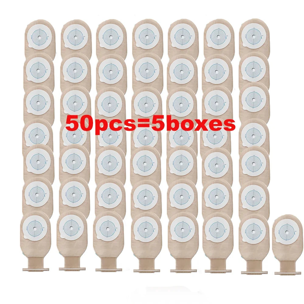 10-50pcs Drain valve One-piece System Colostomy Bags for Adults Disposable Colostomy Pouch Opening 20-65mm With Clip Closure