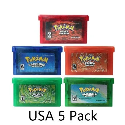 GBA Game 32 Bit Video Game Cartridge Console Card Pokemon Emerald Ruby FireRed LeafGreen Sapphire Multi-language for GBA/NDS
