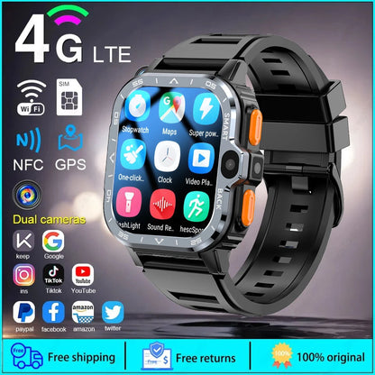 2024 New SIM Smart Watch 4G Network GPS Navigation Wifi NFC Dual Camera 64G ROM Storage Video Music Smartwatches For Android iOS