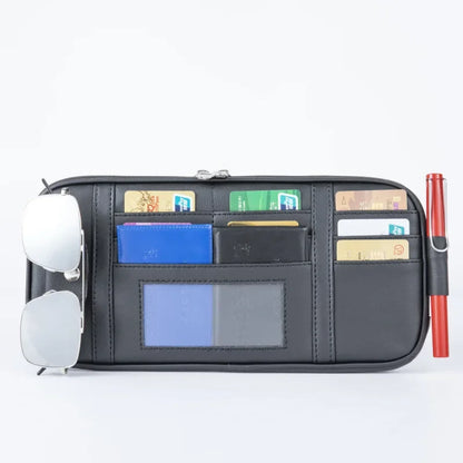 Car Sun Visor Organizer Storage Box Auto Sunglasses Clip Stowing Tidying Bag Bill Pen Card Holder CD DVD Organizer with Zipper