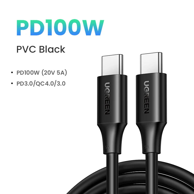 UGREEN 100W USB C To Type C Cable for iPhone 15 Macbook Samsung Xiaomi POCO Games Angle PD Fast Charging Cable Data USB Cable 5A