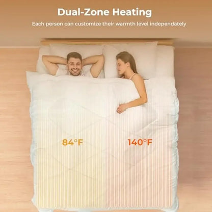 Heated Mattress Pad Dual Control 8 Heat Levels 4 Timings Queen Size Bed Warmer UL&ETL Certified Pain Relief Anxiety Reduction