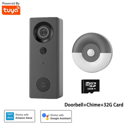 Smart Home WiFi Wired Video Doorbell 1080P HD Tuya Doorbell with Security Camera Two-Way Talk Support Alexa Google Home Doorbell