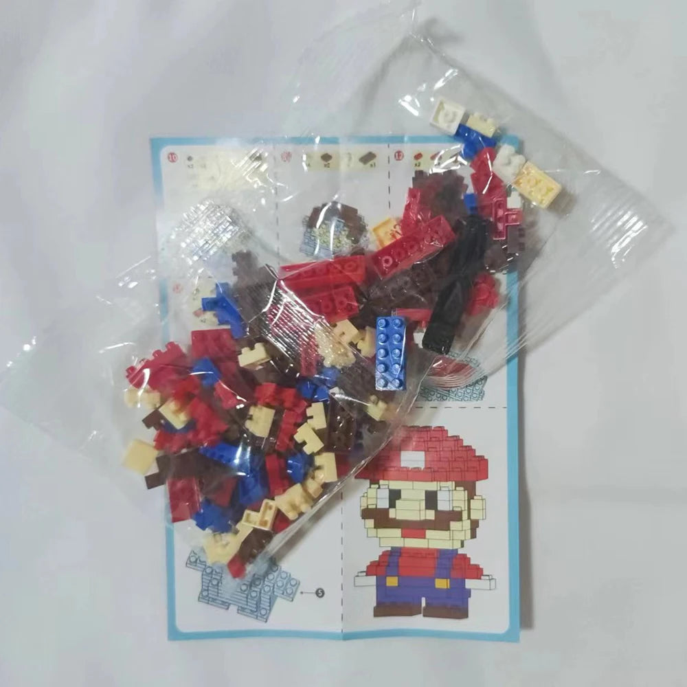 Cartoon Micro Building Blocks Package Toys Diamond Particles Mini 3D Puzzle Figures Mario Model Decoration Game Toys Gifts