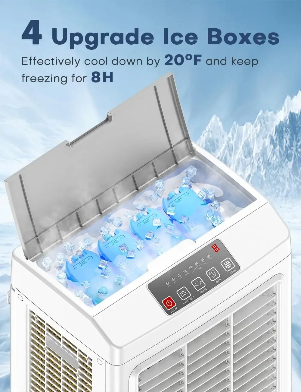 Windowless Air Conditioner, 35-INCH Swamp Cooler Air Conditioner w/2 Modes & 3 Speeds, 2100CFM, 700Sq.ft, Smart Timer for