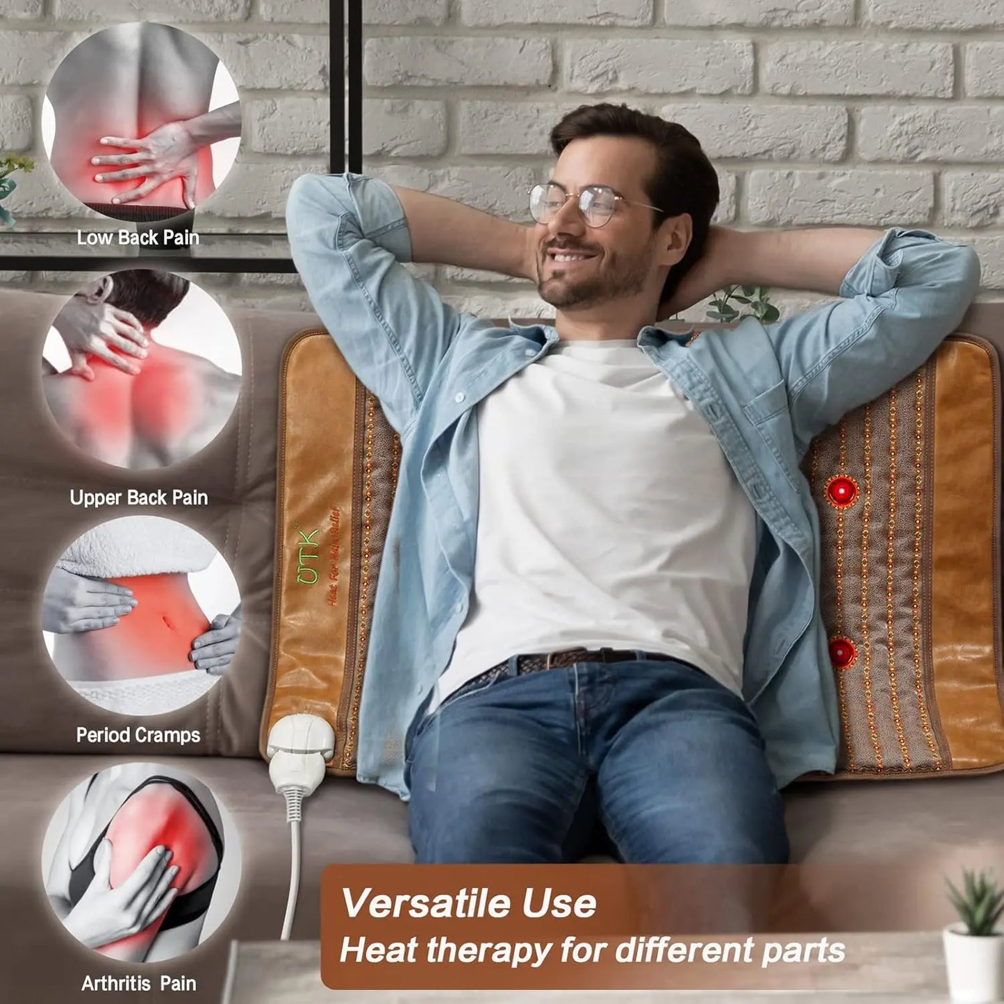 Infrared Heating Pads for Back Far Infrared Mat Heat Pad with Full Tourmaline Beads 8 Photon Infrared Heating Pad Auto Shut Off