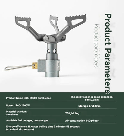 BRS-3000T Titanium Mini Camping Gas Burners 25g One-Piece Pocket Stove Outdooor Hiking Folding Cooking Furnace Portable ﻿