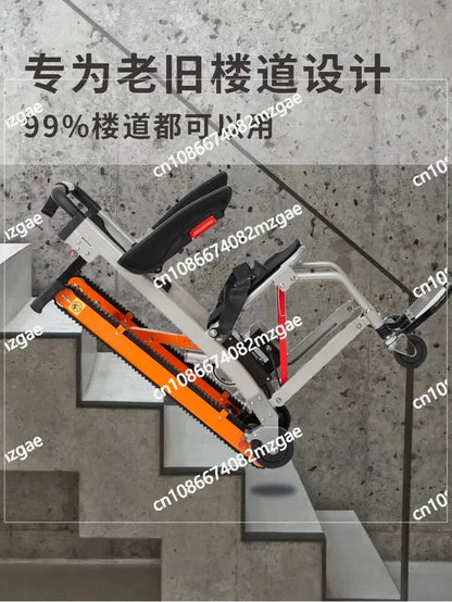 Explosive electric climbing wheelchair with automatic up and down stairs for elderly people, track type folding climbing car
