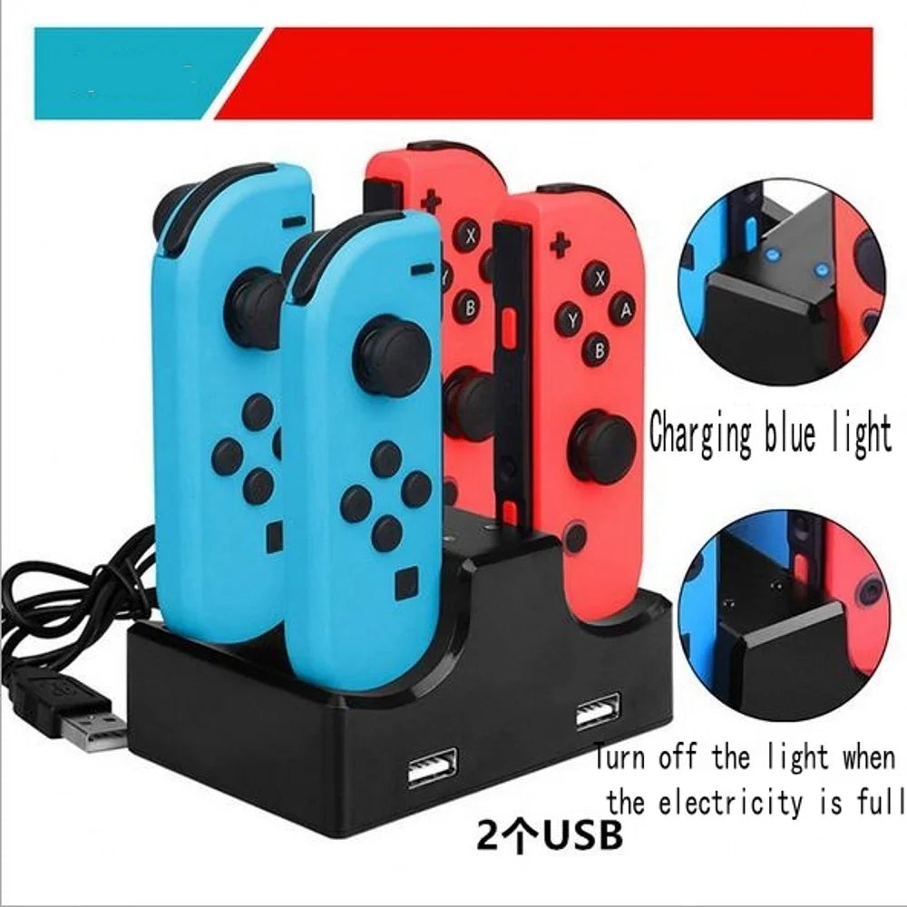 Joy-Con Charger Dock Station LED Charge Stand Holder With Micro USB Cable for Nintendo Switch Console