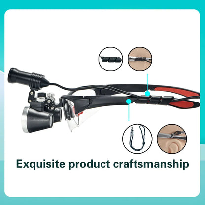 Dental Magnifier with LED Headlight Optical Dental Loupes for Dentist Binocular Magnifying Glasses with Headlamp for Surgery