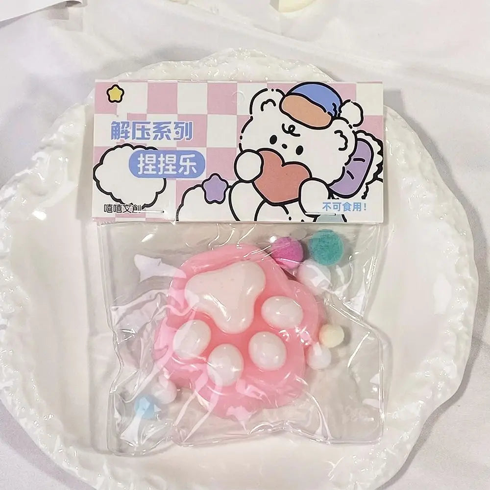 Cartoon Cat Claw Squeeze Pinching Transparent Toy Cute Cat Paw Slow Rebound Decompression Toy Kids Stress Release Vent Toy