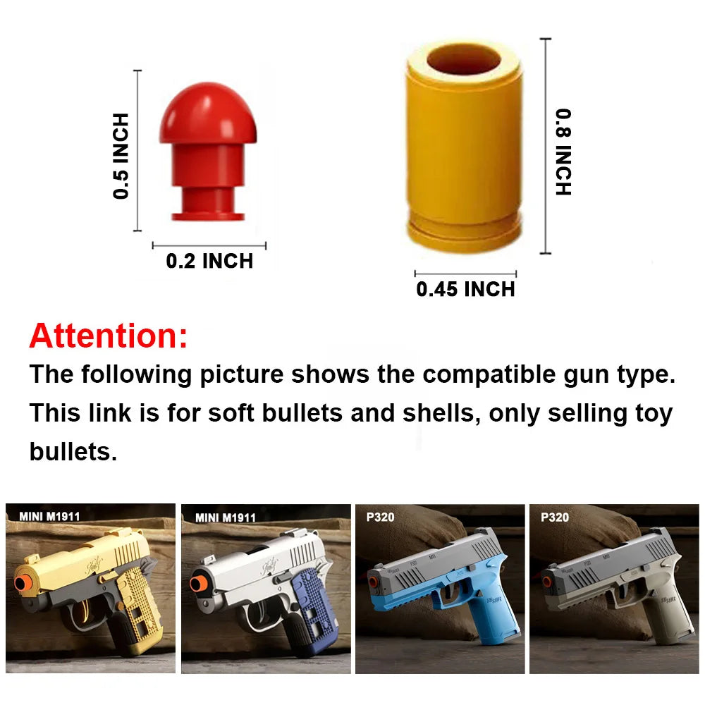 Toy Guns Accessories Shells & Bullets For Automatic Mini Desert Eagle M1911 USP Guns Pistol Boys Gift Shooting Games