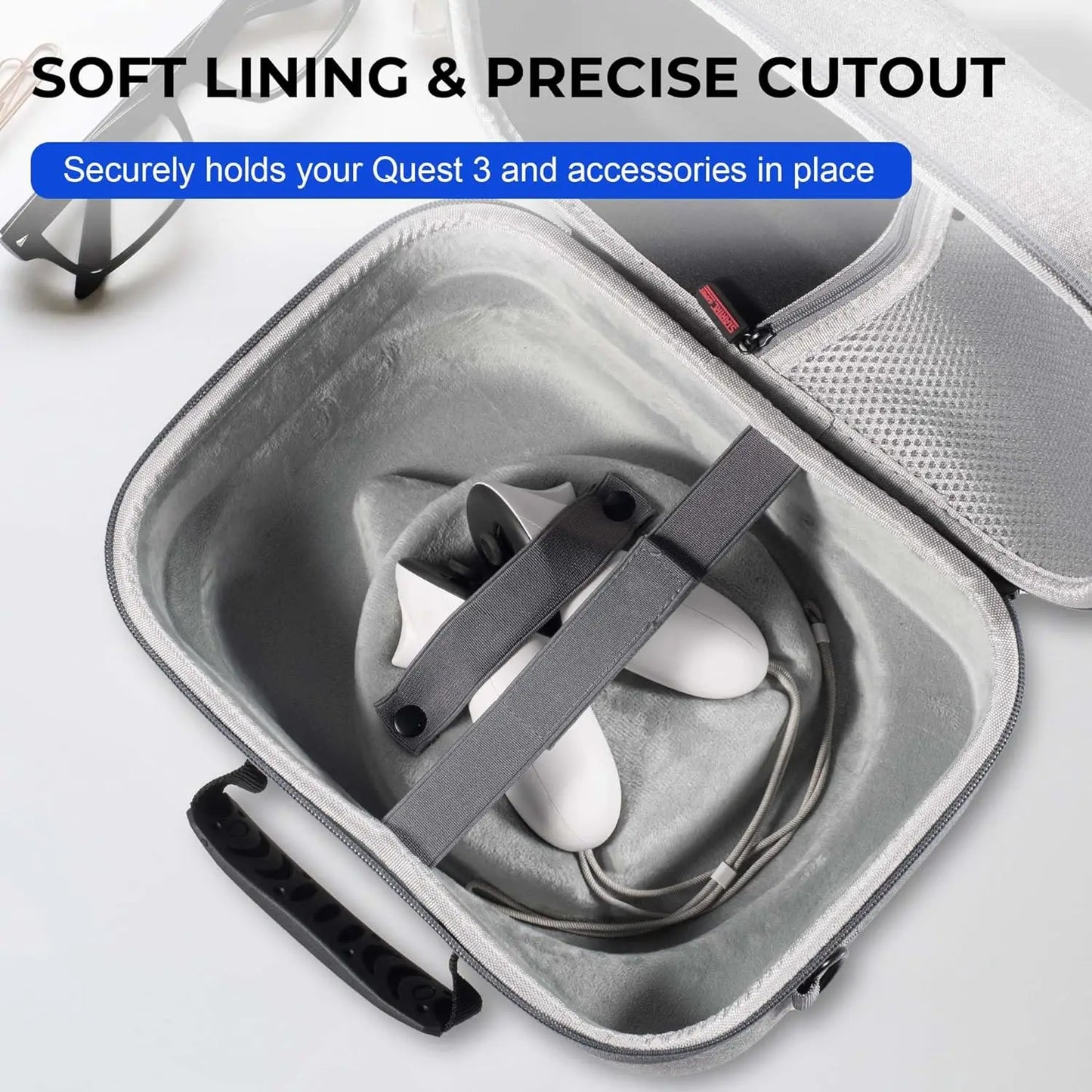 Large Carrying Case for Meta Quest 3, Hard Travel Case Compatible with Kiwi Design/BOBOVR Battery Head Strap and Other Accessory