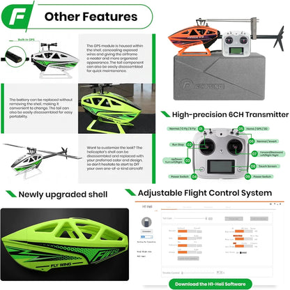 Flywing FW450l V3 Rc Helicopters Toys 6ch Adults Remote Control Helicopter Model PNP RTF 3D GPS Automatic Return RC Helicopter