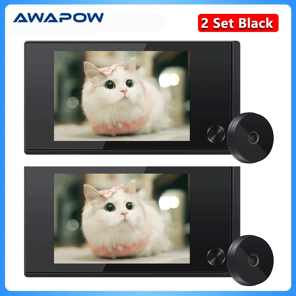 Awapow 3.5 Inch Video Peephole Doorbell Camera 120° Door Viewer Cat Eye Smart Home Outdoor Motion Detection for Home Security