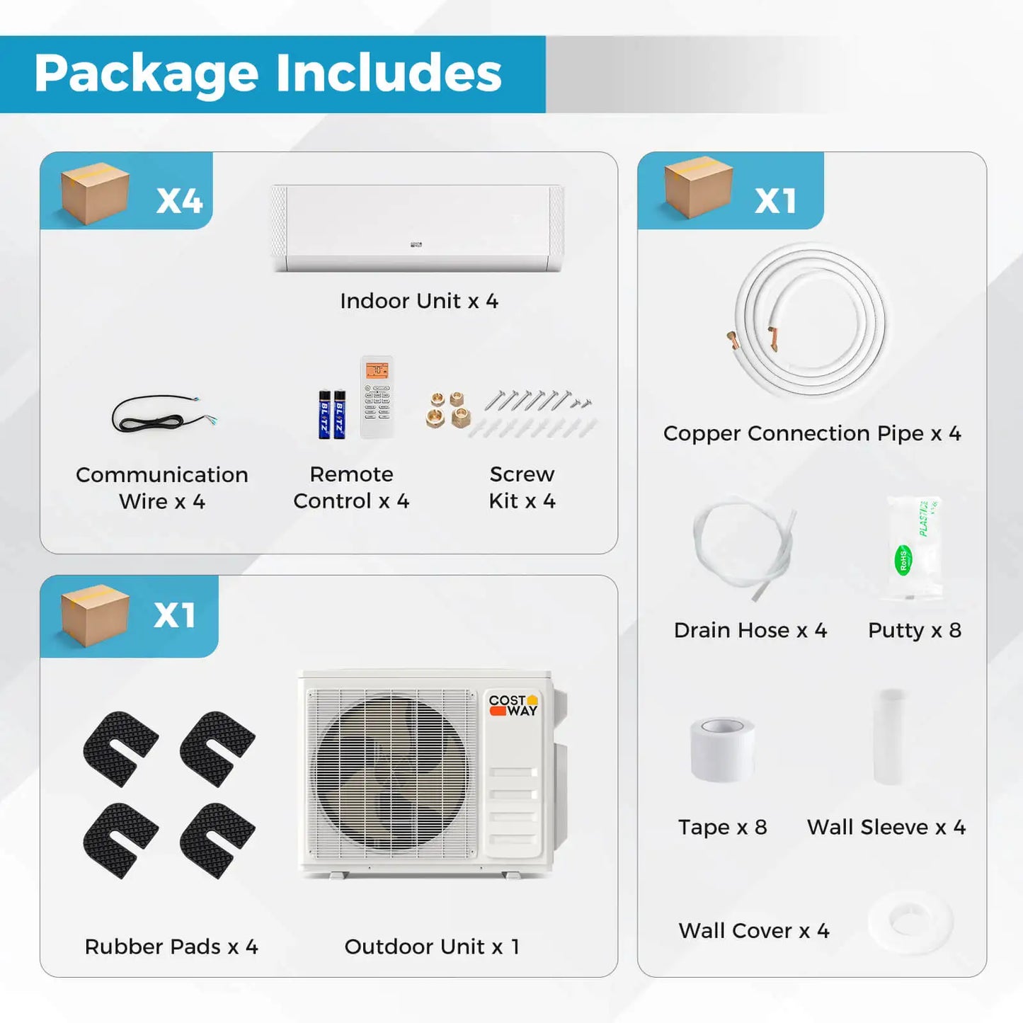 36K BTU 4 Zone 9K 12K BTU 21.5 SEER2 Mini Split Air Conditioner Work with Alexa