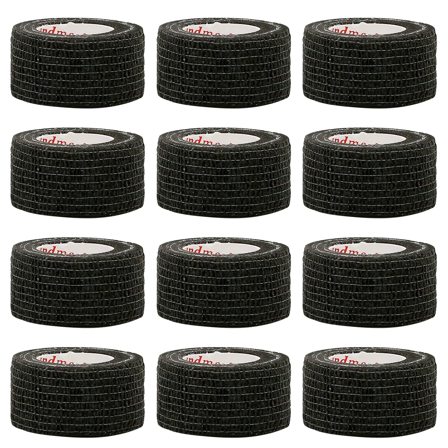 24Rolls Kindmax Self Adhesive Bandage Black, Elastic Breathable Sports Non-woven Wrap Finger Tape For Wrist Ankle First Aid