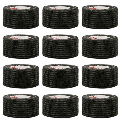 24Rolls Kindmax Self Adhesive Bandage Black, Elastic Breathable Sports Non-woven Wrap Finger Tape For Wrist Ankle First Aid