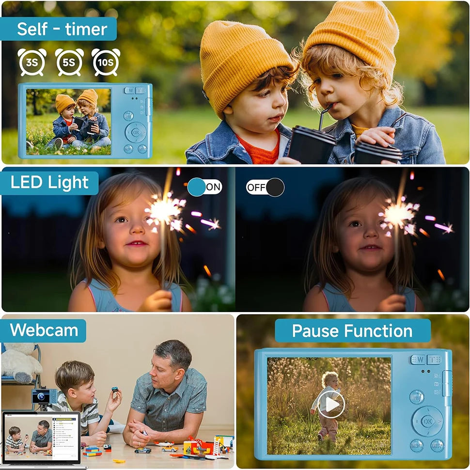 Digital Camera HD 1080P 44MP Digital Camera for Kids Video Camera 16X Digital Zoom Compact Point and Shoot Camera Portable