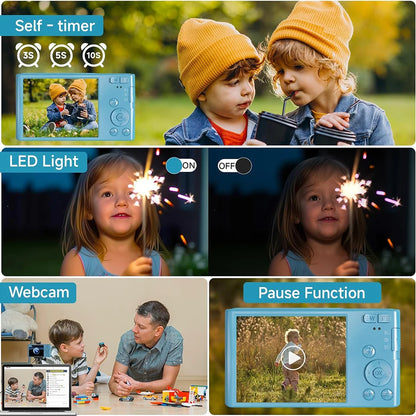 Digital Camera HD 1080P 44MP Digital Camera for Kids Video Camera 16X Digital Zoom Compact Point and Shoot Camera Portable
