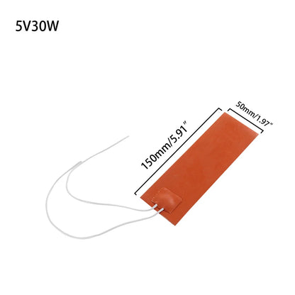 5V/12V/24V/220V 0.4W Silicone Heating Pad Rubber Heat Mat Waterproof Heated Bed Plate Flexible 3D Printer Pad Household Tool