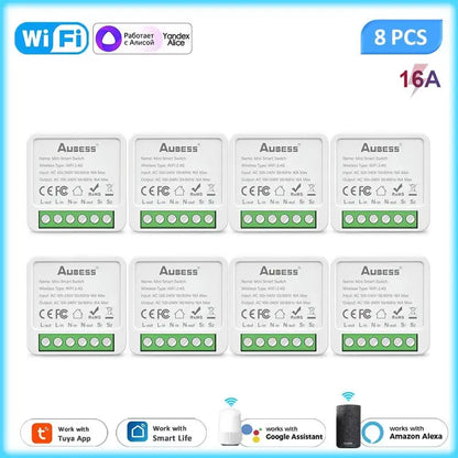 Tuya 16A MINI Wifi Smart Switch Support 2-way Control Timer Wireless Switches Smart Home Automation With Alexa Google Home Alice