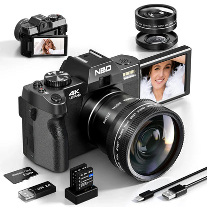 NBD Panoramic NBD 4K Kids Digital Camera 16X Digital Zoom 48MP Compact Point Shoot Digital Camera