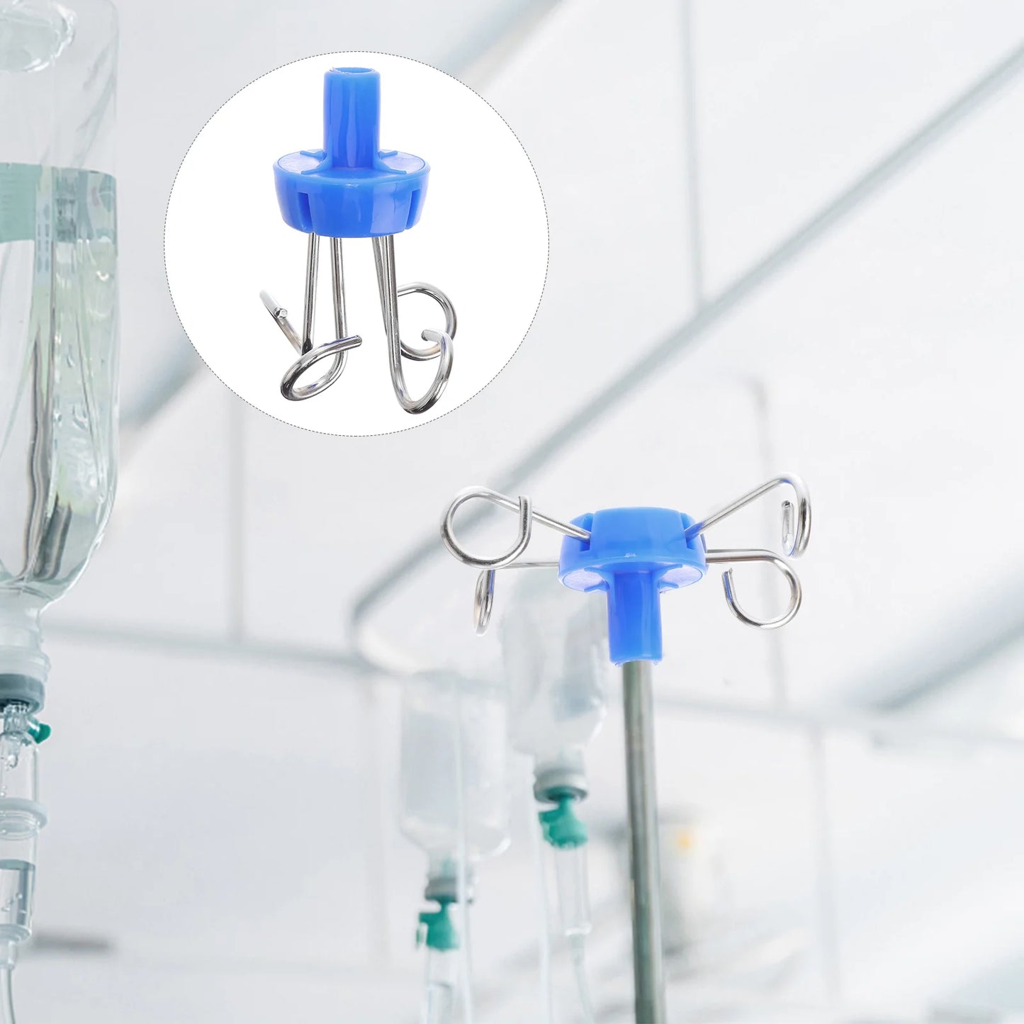 3 Pcs Medical IV Pole Hook Stand Floor Stainless Steel Infusion Hanging for Rack