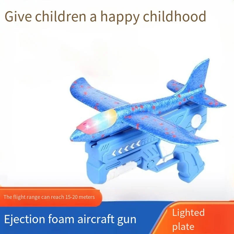 Ejection Plane Gun Toy Boy Boy Hand Drop Aeroplane Glide Foam Aeroplane Stand Toy Toss Flying Glider Toy Boys Girls