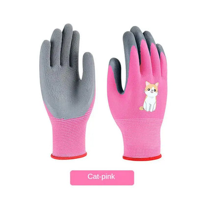 Children's Durable Gloves Labor Protection Waterproof Protective Gloves Non-Slip Children Safety Yard Work Gloves Latex Gloves