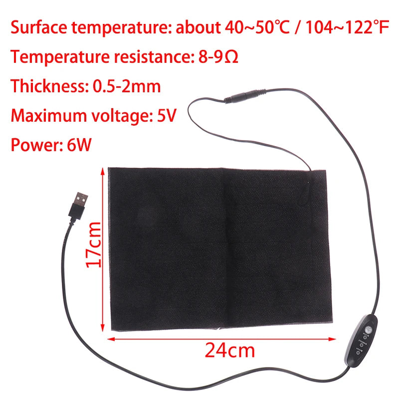19 SIZE Carbon Fiber Heating Pad Mat Hand Feet Warmer USB Heating Film Electric Winter Infrared Fever Heat Mat Electric Warmer