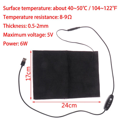 19 SIZE Carbon Fiber Heating Pad Mat Hand Feet Warmer USB Heating Film Electric Winter Infrared Fever Heat Mat Electric Warmer