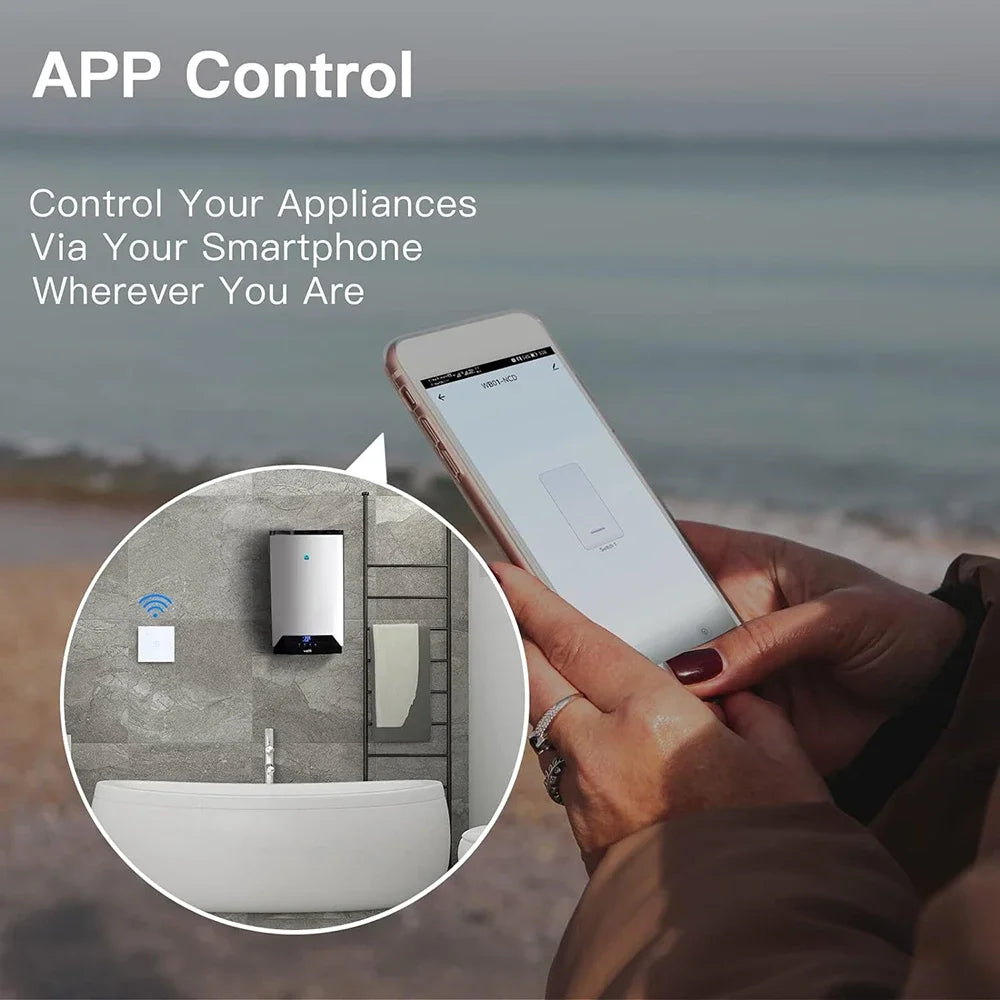 Smart Water Heater Switch 20A/40A WiFi Boiler Touch Screen Switch,Neutral Wire Require APP Remote Control with Alexa Google Home
