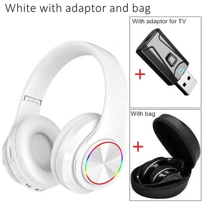 TV Headphones Wireless Helmets Foldable Bluetooth Headset PC Tablet Bluetooth Adapter Waterproof Carry Bag Gaming Music with Mic