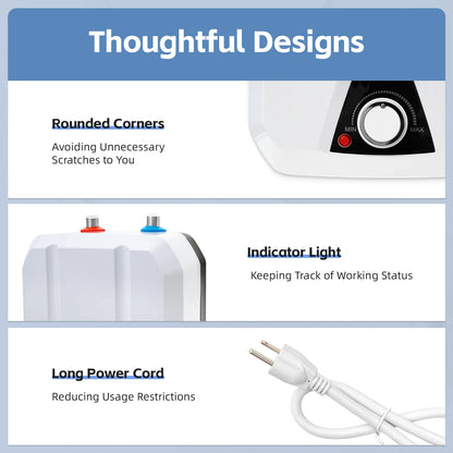 1500W Electric Water Heater Kitchen Household Electrical 8L/2.1GL Huge-110V Instant Hot Water for Kitchen RV Trailer Bathroom