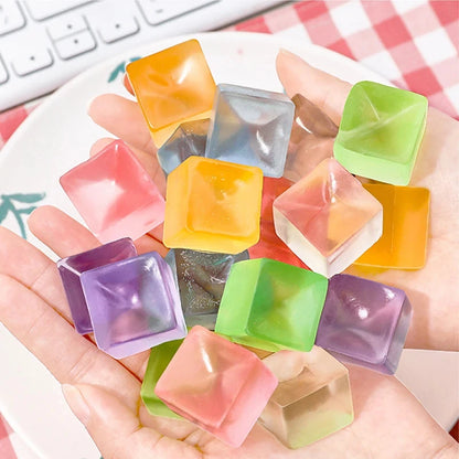 1-6Pcs Squishy Ice Cube Fidget Toy Stress Ball Squeeze Juguetes Divertidos Party Favors For Kids Birthday Classroom Prizes