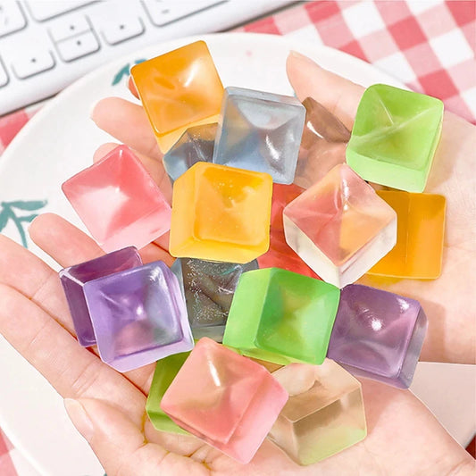1-6Pcs Squishy Ice Cube Fidget Toy Stress Ball Squeeze Juguetes Divertidos Party Favors For Kids Birthday Classroom Prizes