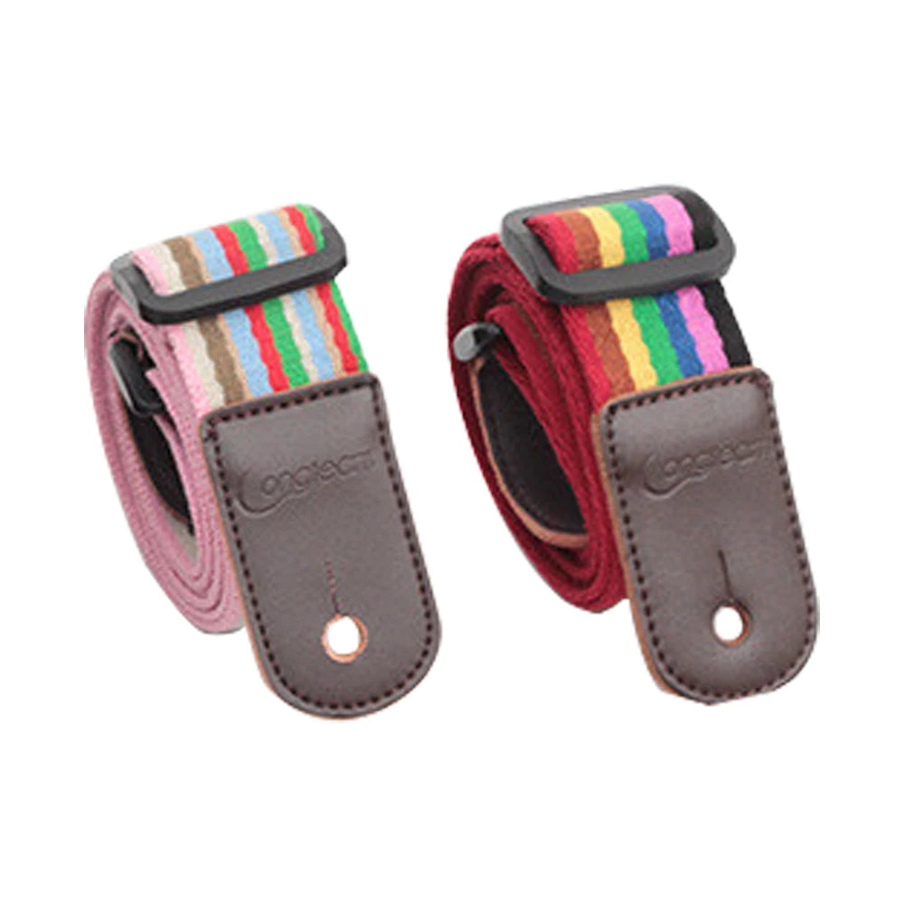 Ukulele Rainbow Strap Small Guitar Tail Nail Strap Breathable Cotton Material Double-Layer Quality Soft Leather Head